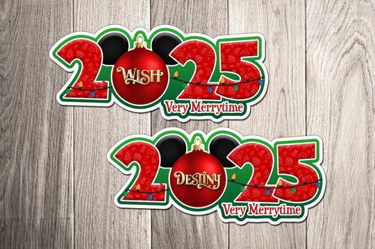 Disney Cruise Line Ship Year Christmas Magnet for 2025  - Disney Cruise Door Magnet - Very Merrytime Cruise
