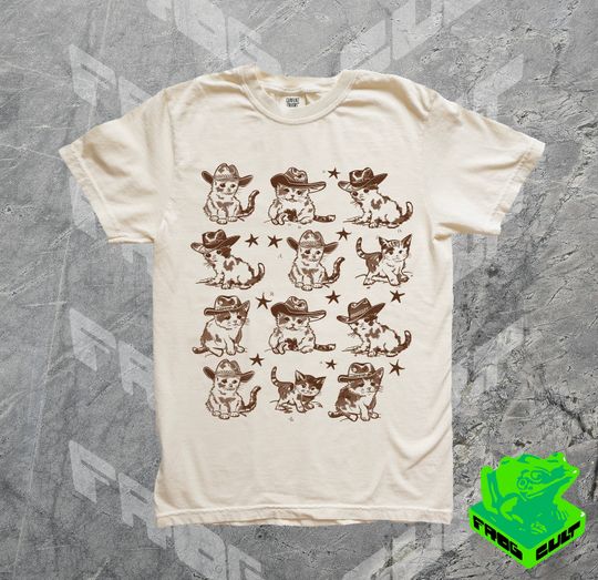 Sad Cowboy Cats Meme Shirt, Comfort Colors, 90s Vintage Kitten Graphic Tee, Funny Gag Gift Country Tshirt, Rodeo Western, Gift For Her, Him