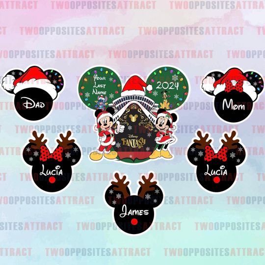 Personalized BUNDLE Christmas Cruise Door Magnet: Santa Mickey, Sailing Gift