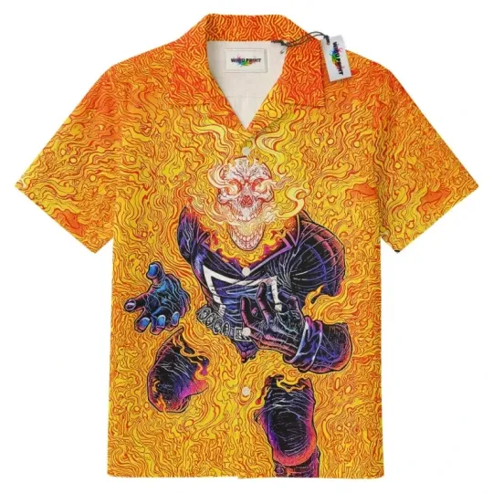 Ghost Rider Hawaiian Shirt, Anti-hero Aloha Shirt, Marvel Summer Shirt