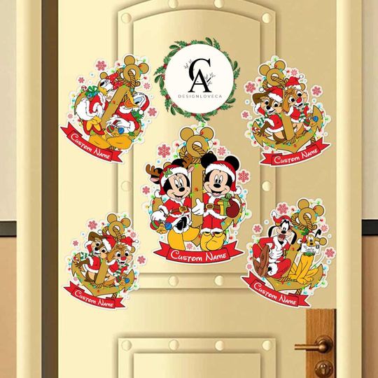 Personalized Mickey and Friends Couple Anchor Disney Christmas Cruise Magnet, Very Merrytime Cruises, Chip Dale Family Cruise Stateroom Door