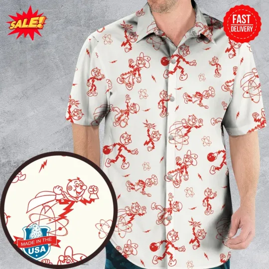 Vintage Style Nostalgic Reddy Kilowatt Hawaiian Shirt