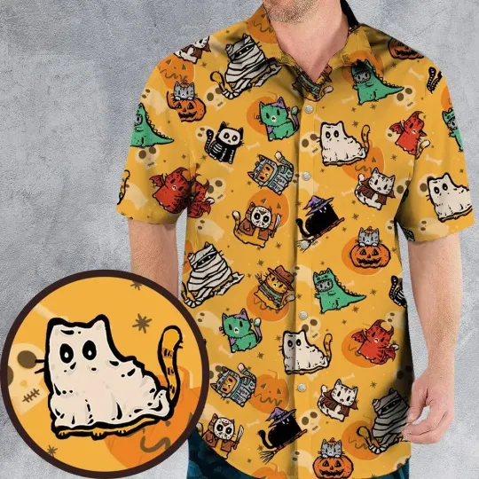 Discover Trick or Kitten Hawaiian Shirt, Unisex Adult, Size S-5XL