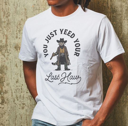 Discover Funny Cat Cowboy Shirt, Cat Meme T-Shirt, Cowboy Gift, Cat Lover Gift, Meme Shirt, Western Tee, Gag Gift, Animal Meme Gift, Kitten Shirt