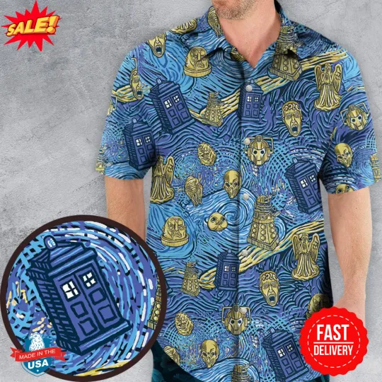 Starry Night Tardis Doctor Who Hawaiian Shirt