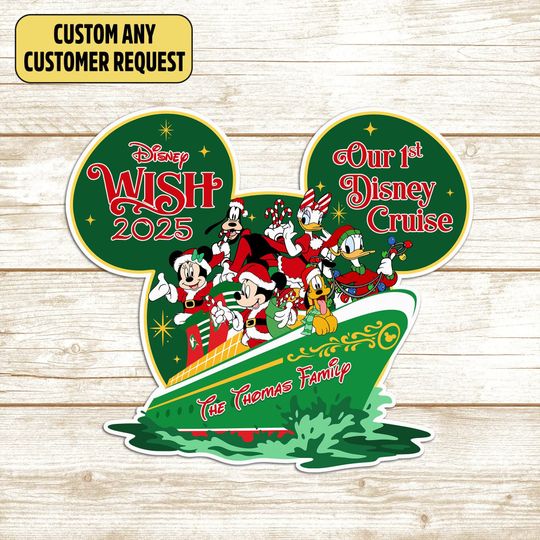 Personalized Our 1st Disney Cruise Ship Christmas Magnet, Christmas on the High Seas Stateroom Door, Mickey & Friends Magnet for Family
