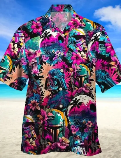 Discover Star Wars Synthwave Darth Vader Hawaiian Shirt Beach Vacation Gift