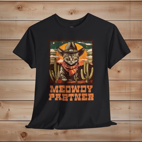 Discover Meowdy Partner T-Shirt: Funny Cowboy Cat Graphic Tee