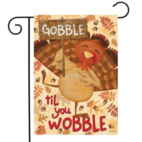 Briarwood Lane Gobble Turkey Thanksgiving Garden Flag