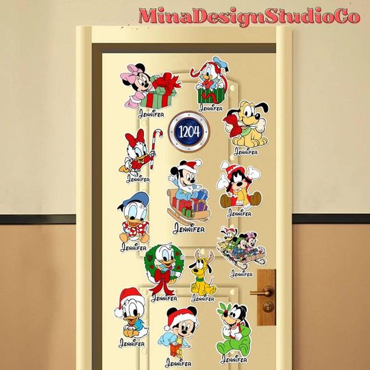 Personalized Baby Mickey and Friends Christmas Very Merrytime Cruises Disney Cruise Magnet, Disney Christmas Family Cruise Stateroom Door