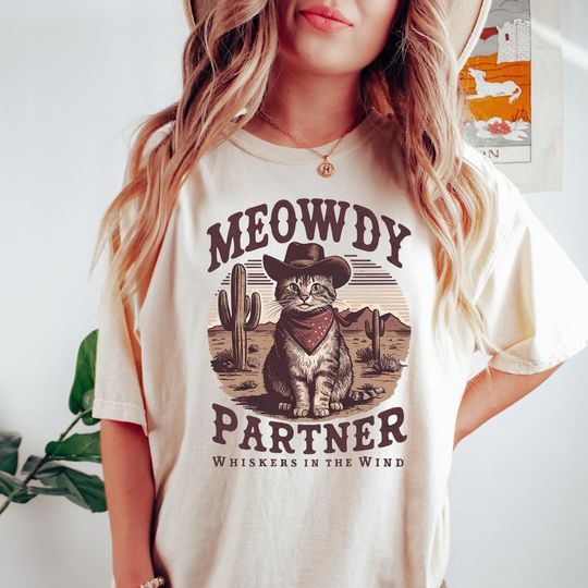 Discover Meowdy Partner Shirt, Funny Cowboy Cat, Comfort Colors Tee, Vintage Cowboy Shirt, Cat Lover Gifts, Cat Owner Tee, Western Cat shirt, Cat tee
