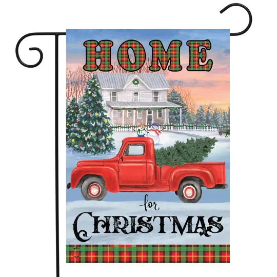 Discover Briarwood Lane Home for Christmas Pickup Garden Flag
