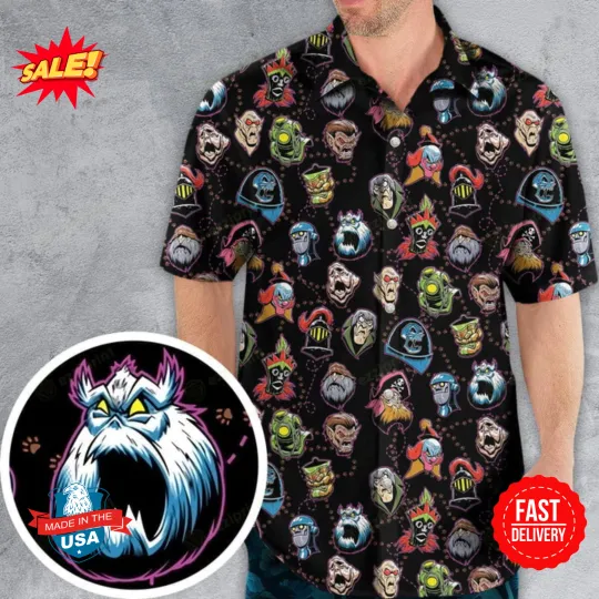 Discover Mystery Maniacs Scooby Villains Pattern Hawaiian Shirt