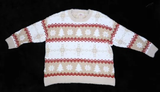 Discover Holiday Time Fuzzy Christmas Sweater Snowflakes Ugly Christmas Womens 3X 24W-26W
