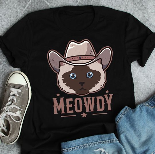 Discover Birman Cat Meowdy Shirt, Women, Men, Funny Cowboy Cat Lover Gift, Cute Howdy T-shirt, Pet Cat Mom, Dad Tee, Western Texas Yeehaw Meme
