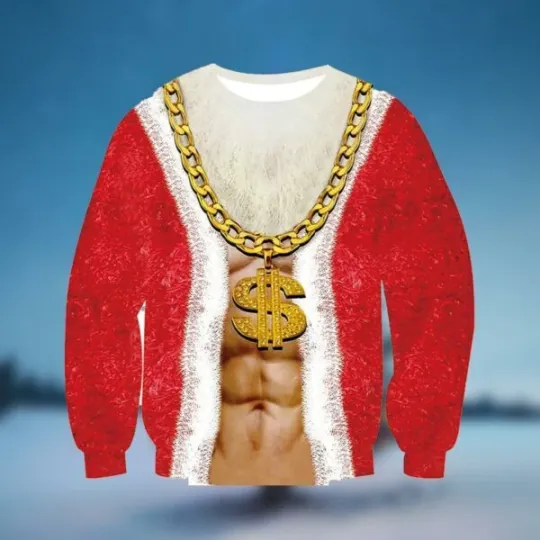 Gold Chain Dollar Ugly Christmas Sweater BG