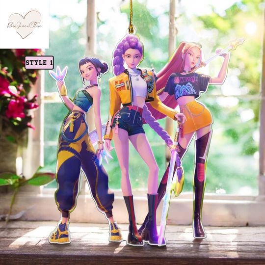 Discover Huntrix Acrylic Ornament, Zoey Rumi Mira Anime Character Decoration, Holographic Cosplay Suncatcher Gift, Ornament Huntrix