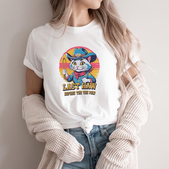 Discover Cowboy Cat Graphic V-Neck T-Shirt: Funny Western Tee