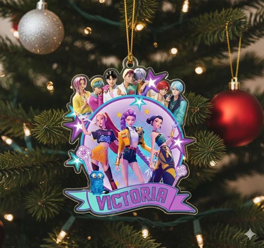 Custom Huntrix Acrylic Ornament with Name, Personalized Kpop Demon Hunter Ornament, Gift Decor for Huntrix fan, Huntrix Christmas Ornament