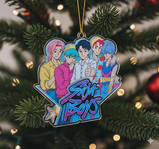 Kpop Demon Saja Boy Acrylic Ornament, Kpop Ornament, Acrylic Demon Hunters Christmas Tree Decor, Anime Ornament, Huntrix Christmas Ornament