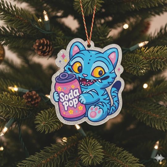 My Little Derpy Tiger Soda Pop Acrylic Ornament, Demon Hunter Tiger Ornament, Kpop Demon Hunters Decor, Huntrix Ornament, Derpy Ornament