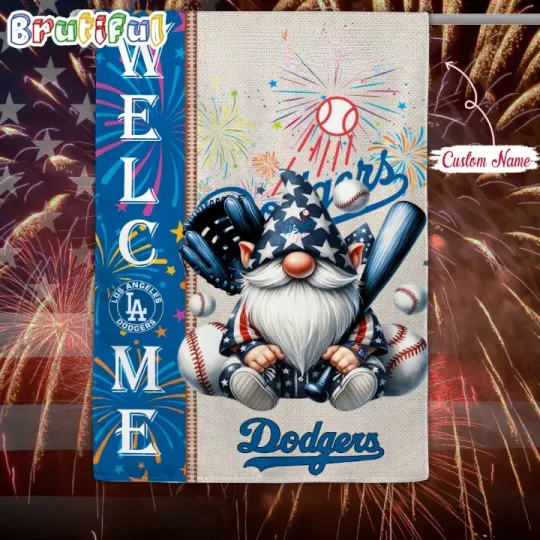 Custom 4th Of July Los Angeles Team Dodgers Garden Flag, 4th of July Garden Flag