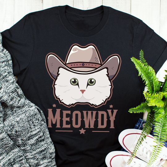 Discover Chinchilla Cat Meowdy Shirt, Women, Men, Funny Cowboy Cat Lover Gift, Cute Howdy T-shirt, Pet Cat Mom, Dad Tee, Western Texas Yeehaw Meme