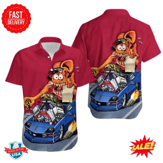 Discover Hot Rod Rat Fink Motorbike Hawaiian 3d Printed S-5XL