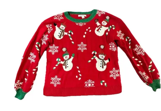 ugly christmas sweater women M 99 Jane Street Christmas Snowman Sweater