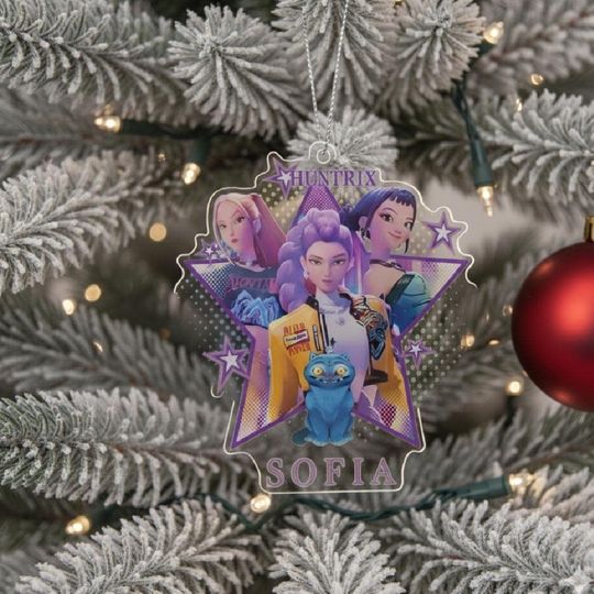 Personalized Huntrix Acrlic Ornament with Name, Kpop Demon Hunter Ornament, Saja Girls Ornament, Huntrix Merch, Kpop Rumi Mira Zoey Ornament