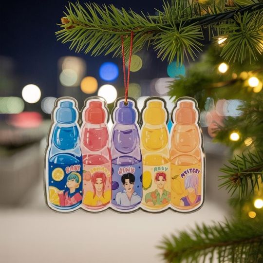 Discover Saja Boys Waterbottle Acrylic Ornament, Saja Boys Soda Pop Acrylic Ornament, Kpop Demon Hunters Merch, Saja Boys Ornament, Huntrix Ornament