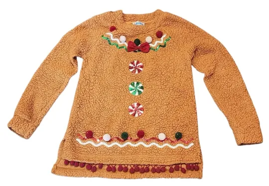 Discover Women’s rockin around Sz S brown gingerbread Soft Sweater Ugly Christmas Holiday