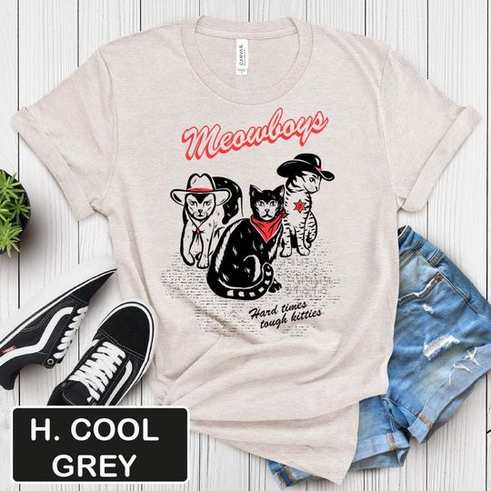Discover Meowboys Shirt, Hard Times Tough Kitties Cat Lover Tee Shirt, 3 Cats with Hats T-Shirt, Meowboys Hard Times Tee, Cat Lady Gift,