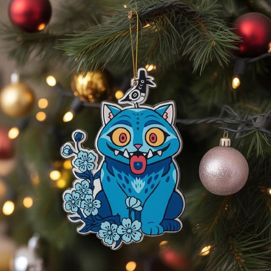 Discover Demon Hunter Tiger Acrylic Ornament, Merch Kpop Decor, Derpy the Tiger And Bird Demon Hunter Tiger Ornament, Kpop Demon Hunters Ornament