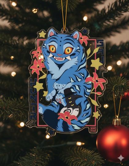 Discover Demon Hunter Tiger Acrylic Ornament, Derpy the Tiger And Bird Demon Hunter Tiger Ornament, Merch Kpop Decor, Kpop Demon Hunters Ornament