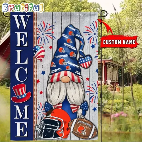 Discover Custom 4th Of July Clevelands Team Brown Garden Flag, 4th of July Flag