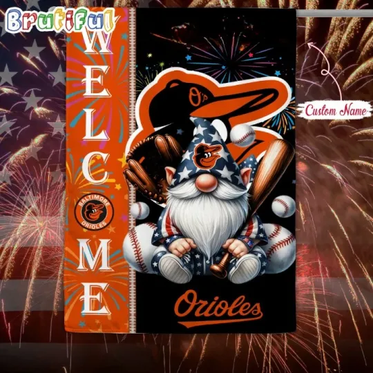 Custom 4th Of July Baltimores Team Orioles Flag, 4th of July Garden Flag