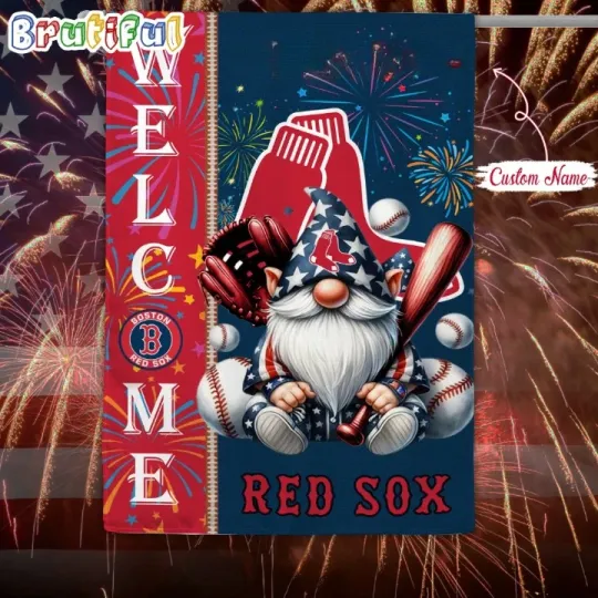 Custom 4th Of July Bostons Team Red Sox Garden Flag, 4th of July Garden Flag
