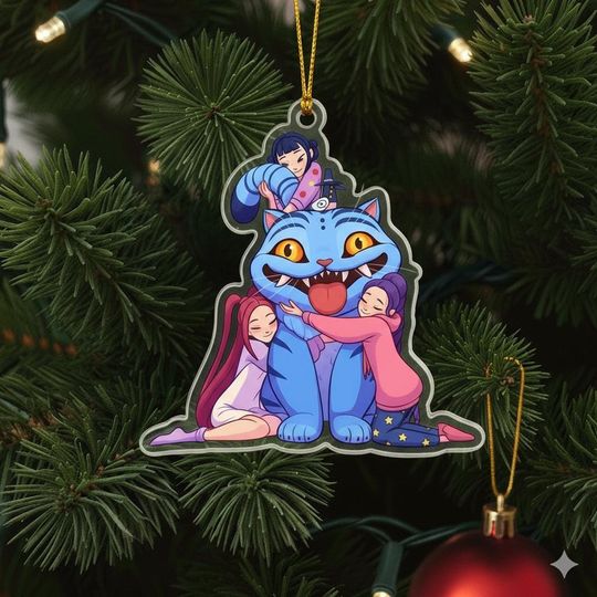 Discover Kpop Demon Hunters Tiger Hug Acrylic Ornament, Derpy the Tiger And Bird Demon Hunter Tiger Ornament, Hunters Tiger Ornament, Kpop Movie Gift