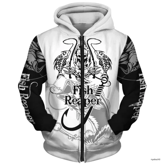 Discover Fish Reaper 3D Zipper Hoodie