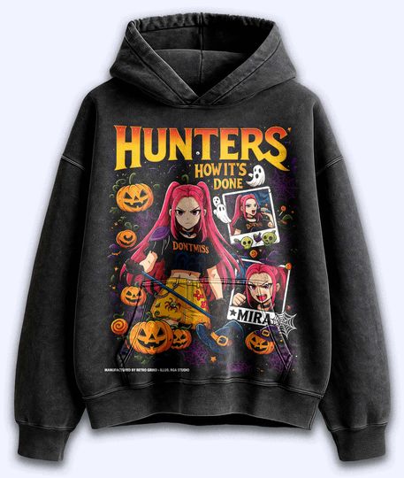 Discover Vintage Halloween Mira Demon Hunters Acid Wash Hoodie