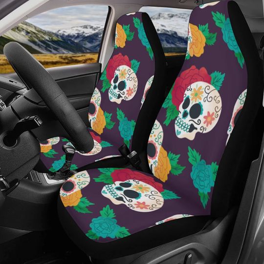 Discover Day of the dead Car Seat Covers car mats Calaveras Candy skull car seat cover mats Halloween rose sugar skull car seat protector covers mat