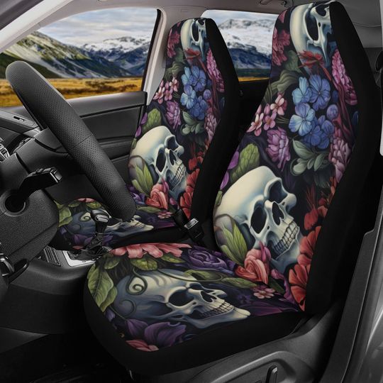 Discover Skeleton car rug, motorcycle skull seat cover for car, motorcycle skull car seat protector cover, death skull car accessories, flame skull c