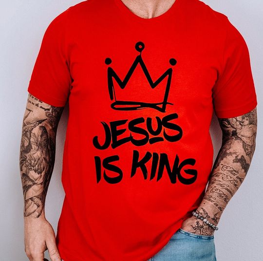 Jesus Is King T-Shirt for Men Christian Religious T-Shirt Catholic Gift