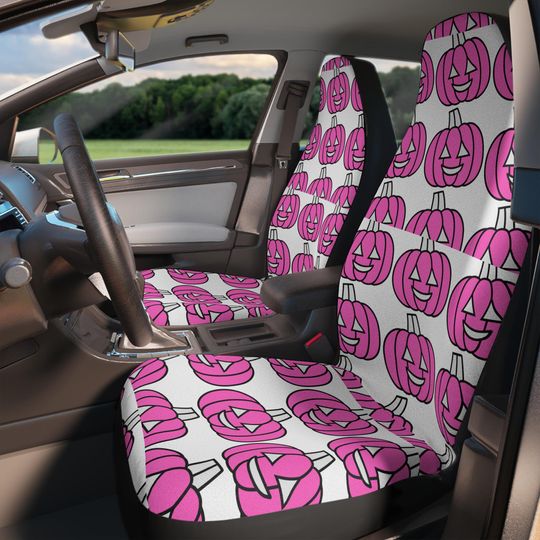Pink Pumpkin Car Seat Covers: Spooky Halloween Car Decor