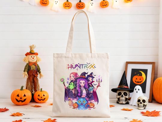 Kpop Huntrix Trick or Treat Tote Bag, Reusable Tote for KPOP Fans