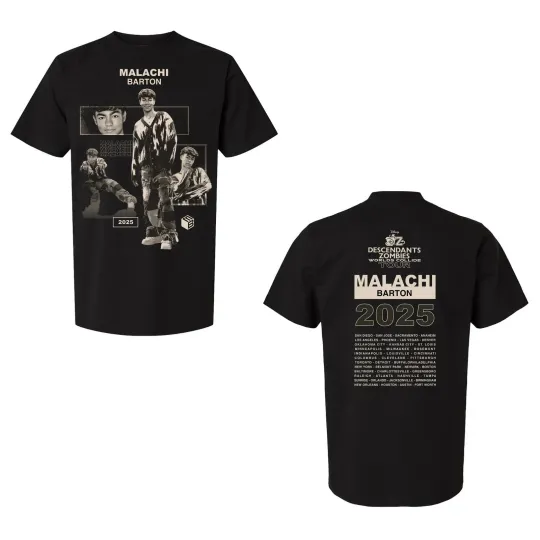 Discover Descendants Zombies Worlds Collide Tour 2025 T-Shirt, Malachi Barton Cast Tee.