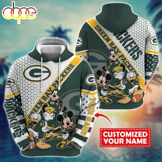 Personalized Cartoon Green Bayss Team Packers Hoodie, Funny 3D Hoodies