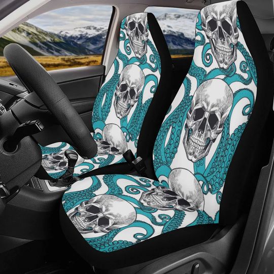 Discover Pulpo skull Car Seat Covers car mats, Gothic skull car seat cover mats, Halloween skeleton skull grim reaper car accessories covers mats