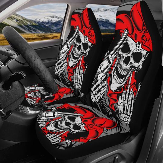 Discover Gothic Skull Seat Cover for car skull mat for car Skeleton skull seat cover mat for car Horror skull car seat cover, skull mat cover for car